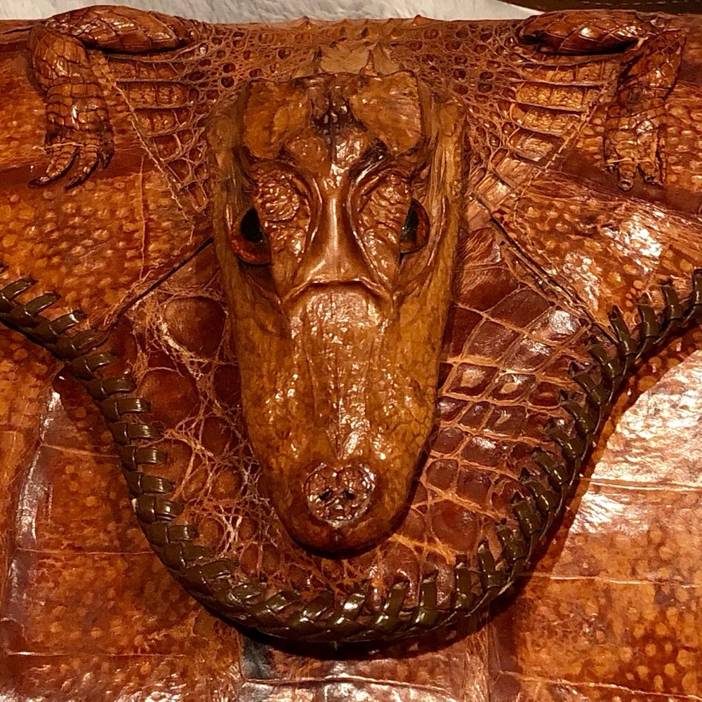 Unique Vintage Genuine Brown Alligator Crocodile Leather Handbag Purse - Picture 5 of 5